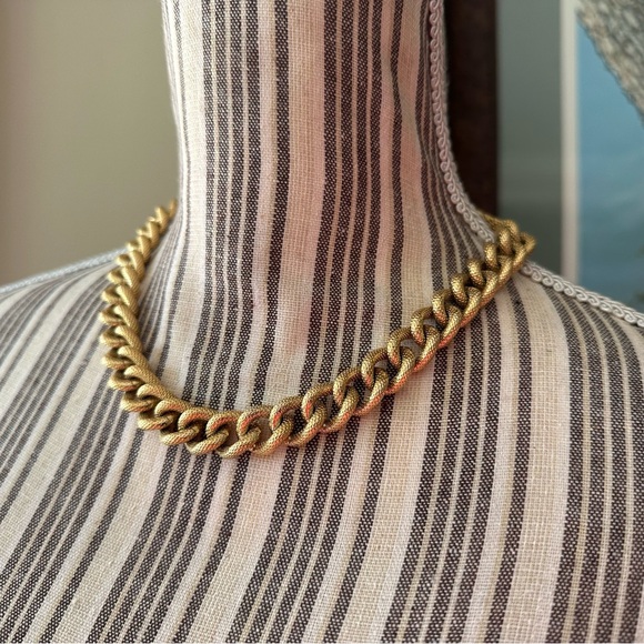 Givenchy Vintage Textured Gold Braid Heavy Curb Chain Choker Designer Stamp - Picture 12 of 16